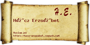 Hécz Erzsébet névjegykártya